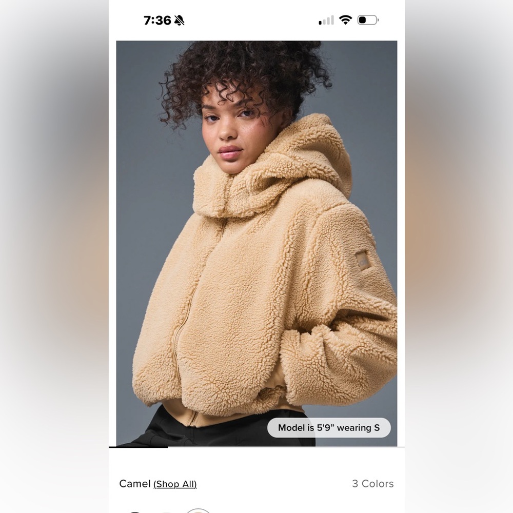 Alo Foxy Sherpa Jacket size S- camel